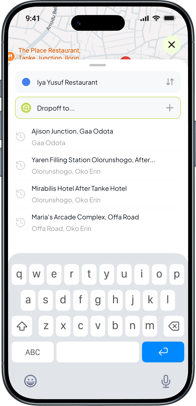 Vease app — destination search